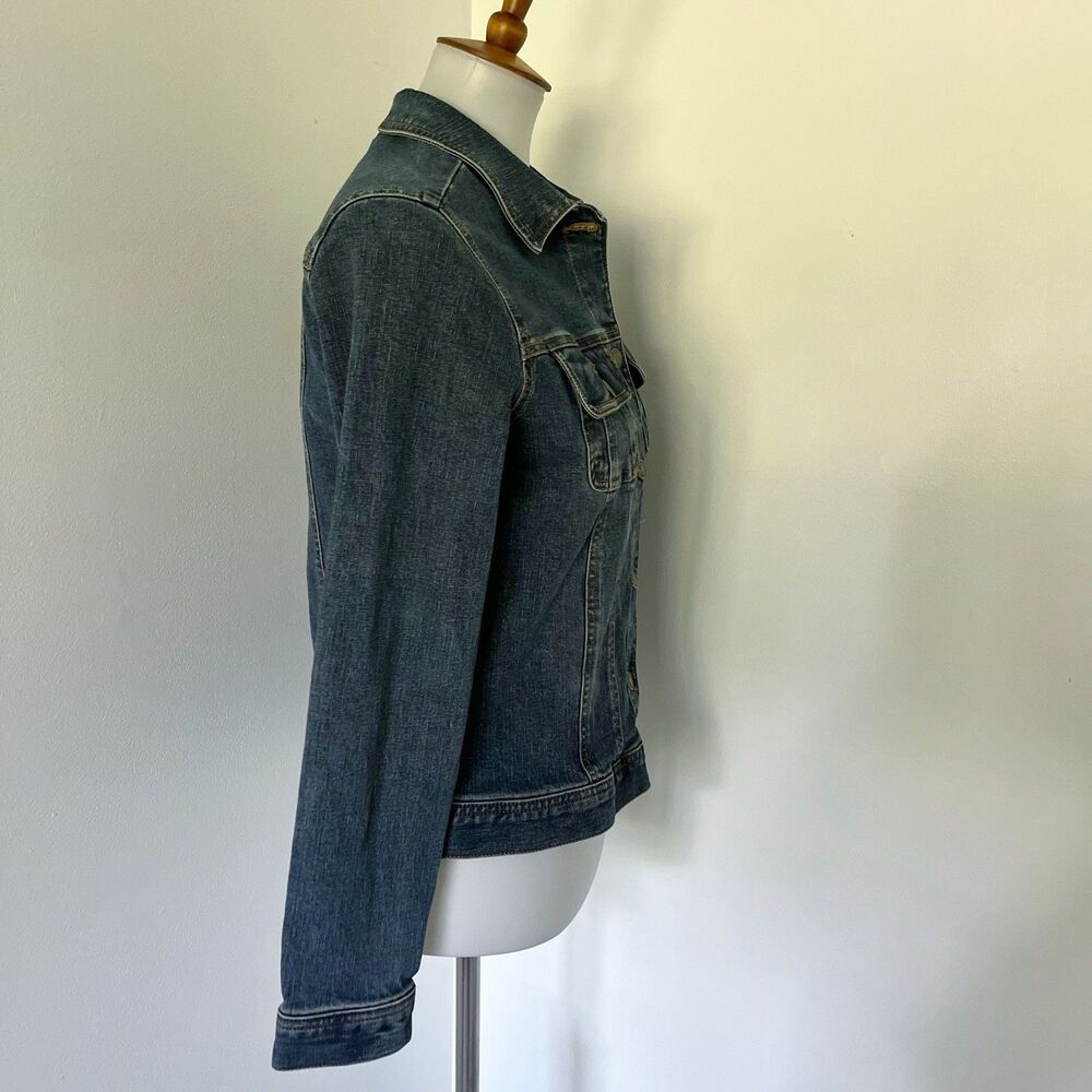 Vintage Old Navy Denim Jacket S Small Stretch Cotton Y2K Revival Utility Chic - Picture 13 of 16